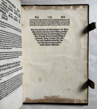 Nürnberg Stadtrecht Reformation Mittelalter Inkunabel Postinkunabel Rechtsbuch Jura Druckvermerk Kolophon