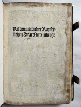 Nürnberg Stadtrecht Reformation Mittelalter Inkunabel Postinkunabel Rechtsbuch Jura Titel