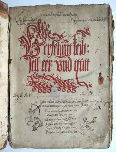Foto Titel - Medizinbuch und ars moriendi - Heinrich Laufenberg, c.1390-1461, zugeschrieben - Versehu(n)g leib:// sell eer und gutt// Nürnberg, Wolfgang Huber, 1509.