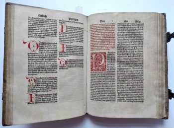 Foto Doppelseite, Text - Johann Geiler von Kaysersberg, 1479-1510 Prediger in Straßburg - Erste Buchausgabe mit deutschen Predigten.