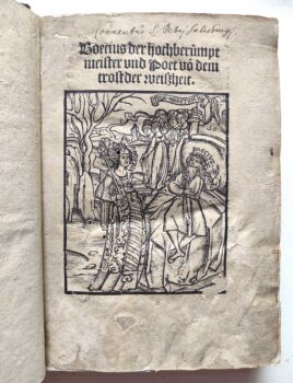 Titelseite - Boethius, Anicius Manlius Severinus, "Der Trost der Philosophie" - Übersetzung Peter von Kastl, erschienen 1500.