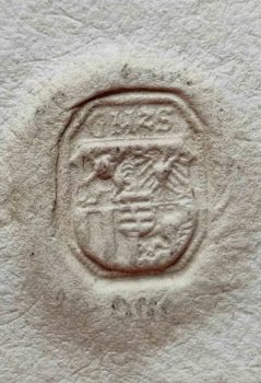 Siegel auf dem Steckbrief für Wilhelm von Haugwitz, Einblattdruck.
