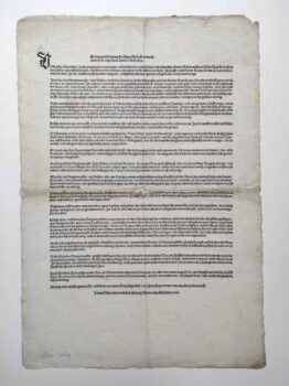 Foto Einblattdruck Ulm 1516 Ordnung Satzung schenkin halben - Korruption - recto