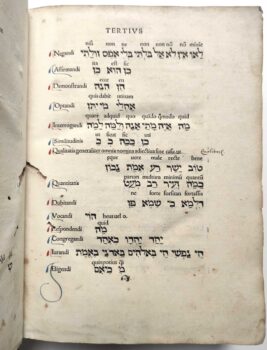 Grammatische Übersicht mit hebräischen Beispielen aus Johannes Reuchlins De rudimentis hebraicis, Liber tertius, 1506