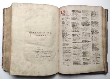 Vorgebundenes handschriftliches Register A–Z in zeitgenössischer Handschrift zu Reuchlins De rudimentis hebraicis, um 1506